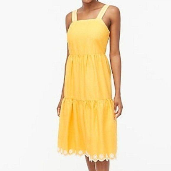 J. Crew Factory Dresses & Skirts - J. Crew Factory NWT embroidered scalloped yellow dress woman's size 6